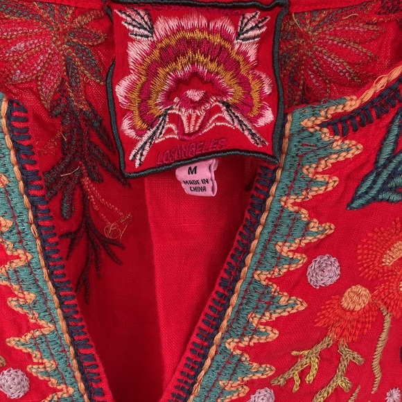 Johnny was embroidered red dress - Picture 3 of 9